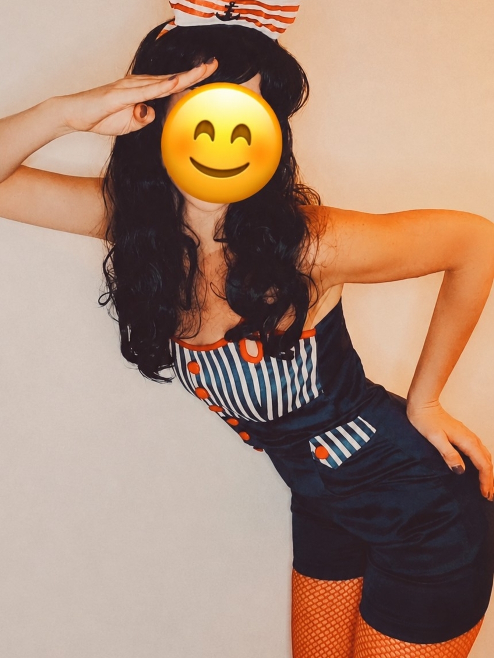 Voodoo Vixen Retro Nautical Sailor Romper Navy Red Striped Large